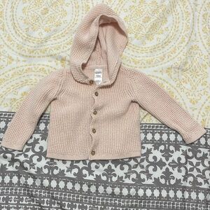 Carters baby long sleeve button down sweater with hoodie Size 12 months